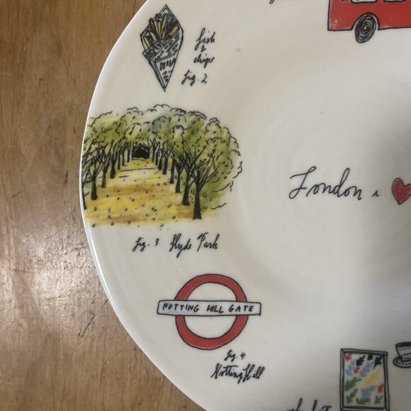 Anthropologie Linea Carta London I Love You 8 1/2" Dessert Bread Plate Dish - Picture 2 of 6